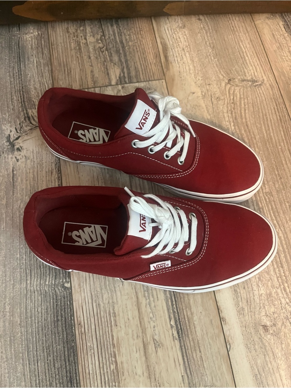Vans Men's Red Canvas Low-Top Sneakers with White Accents